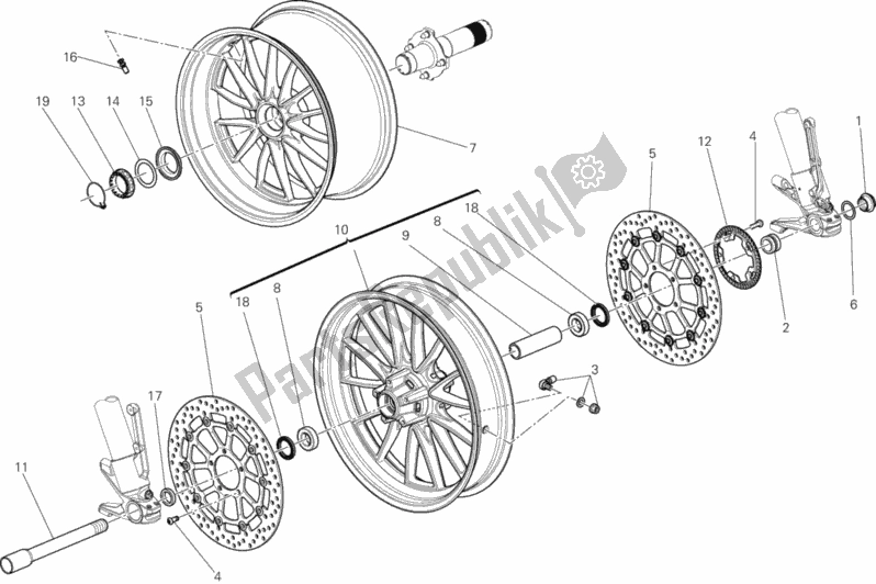All parts for the Wheels of the Ducati Diavel FL Thailand 1200 2018